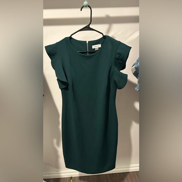 Calvin Klein Dresses & Skirts - Calvin Klein Green Cut Out Ruffled Sheath Dress